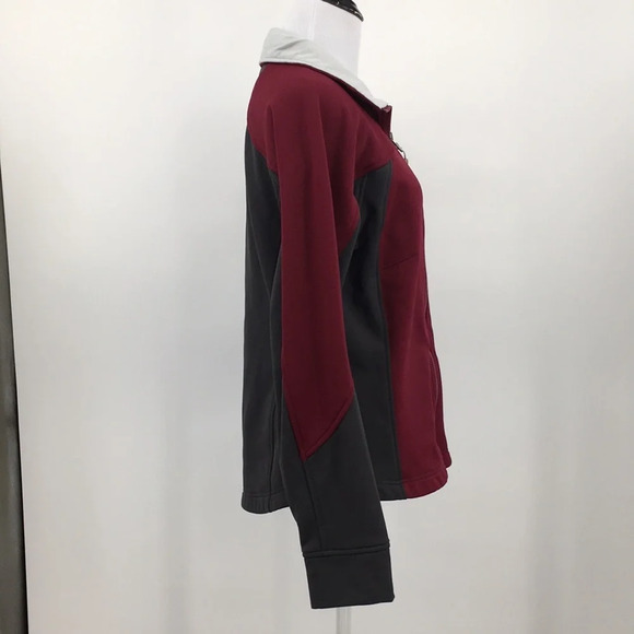 Nike ACG Thermal Layer 2 Red Gray Fleece Jacket Womens Medium Thumbhole Zip‎ Up - Picture 2 of 13